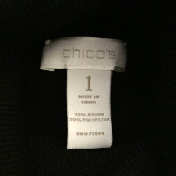 CHICO’S Black Turtleneck Long Sleeve Stretch Knit Top Classic Essential Sz 1 S - Picture 5 of 7